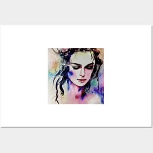 watercolor with Keira Knightley Posters and Art